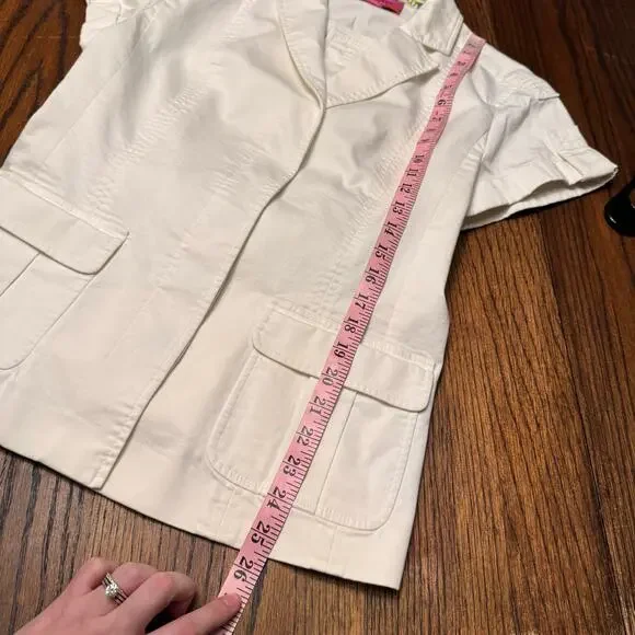 Banana Republic x Trina Turk Belted Utility Top Jacket Size 10 Ivory Summer 2012 - Picture 8 of 10